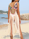 Women's pure hand hook long tassel splicing beach vacation cover shirt sexy suspender skirt