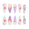 European and American wearable fake nails multi-color corrugated small flower checkerboard nails