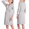 Fashion Ruffled Three-Quarter Sleeve Maternity Dress Robe Nightwear for Women