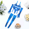 Tie-Dye Colorful Mesh Lingerie Set for Women – Sexy Five-Piece Small Bust Gathering Nightwear