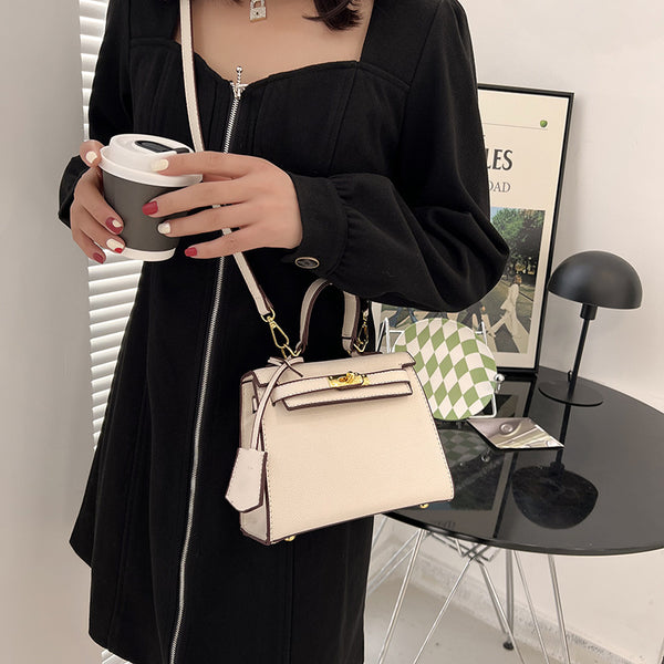 Size Solid Color PU Kelly Bag Candy Color Handbag Cross Shoulder Fashion Model Bag