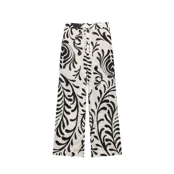 Women's Clothing Printed Kimono-style Outerwear + Long Pants Set