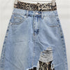 Autumn New Cowboy Leopard Print Splice Two-Piece Slimming Half Skirt for Women – Spicy Girl Style