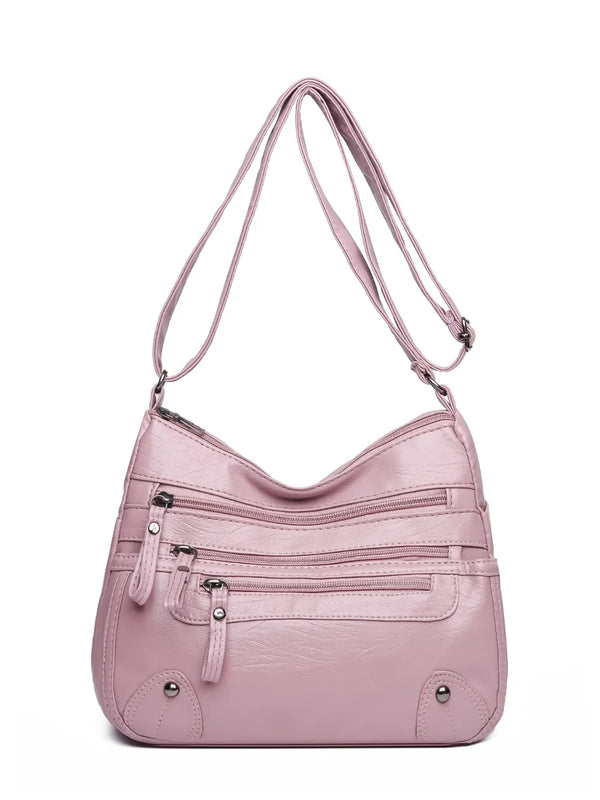 PU Leather Multi Pockets Shoulder Bag