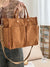 Autumn Winter Multi-Pocket Thick Corduroy Simple Commuter Tote Student Leisure Literary Handbag Shoulder Bag
