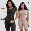 Round Neck Short Sleeve Shapewear and Tummy Control Pants Set