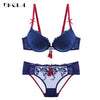 Palace Tassel Push-Up Lace Bra & Panty Set for Women – Thick Cotton Padded Brassiere, Embroidered Sexy Lingerie Underwear Set