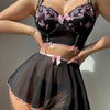 Women’s Backless Embroidered Erotic Lingerie Two-Piece Set