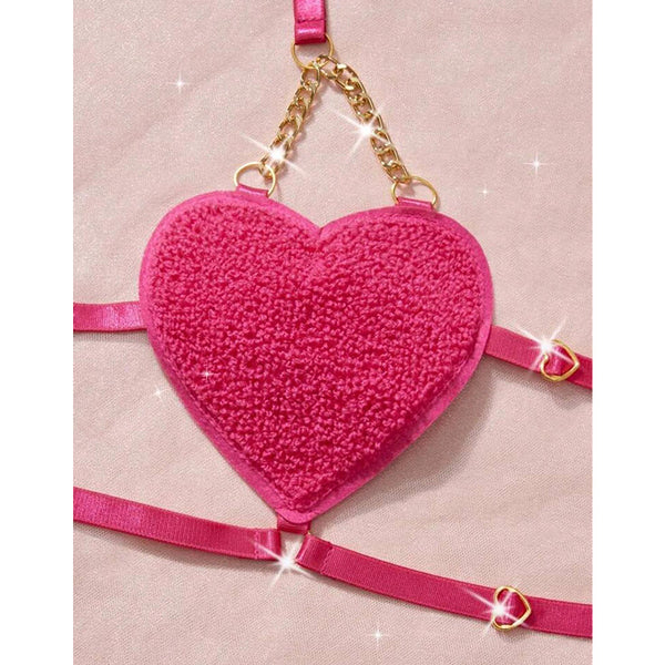 Luxury Pink Heart Chain Lingerie Set | Romantic French Style | AYEMOSH