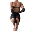 Seductive Lace Lingerie Set – Push-Up Underwire Nightwear with Gloves, Transparent Outfit for Women