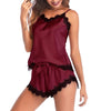 Women’s Sexy Sleepwear Set – Sleeveless Lace V-Neck Nightgown, Polyester Lingerie Pajama
