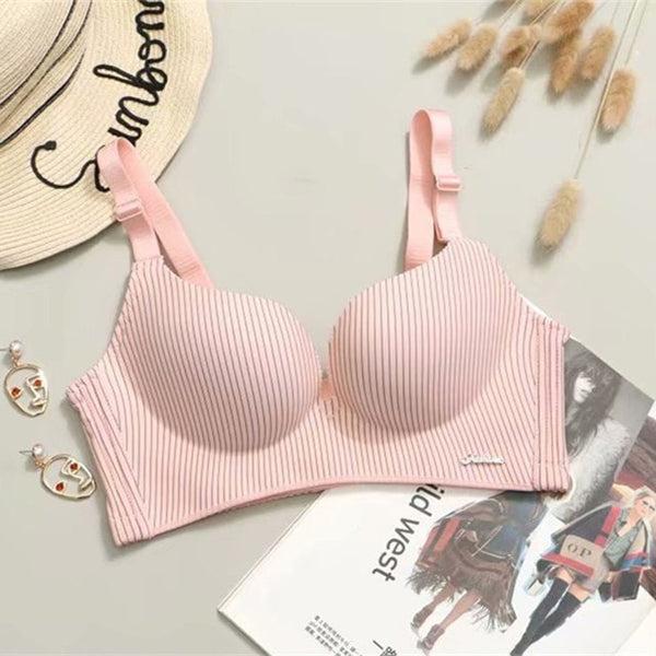 High-End Romantic Bra Set for Women – Striped Push-Up Seamless Lingerie Set