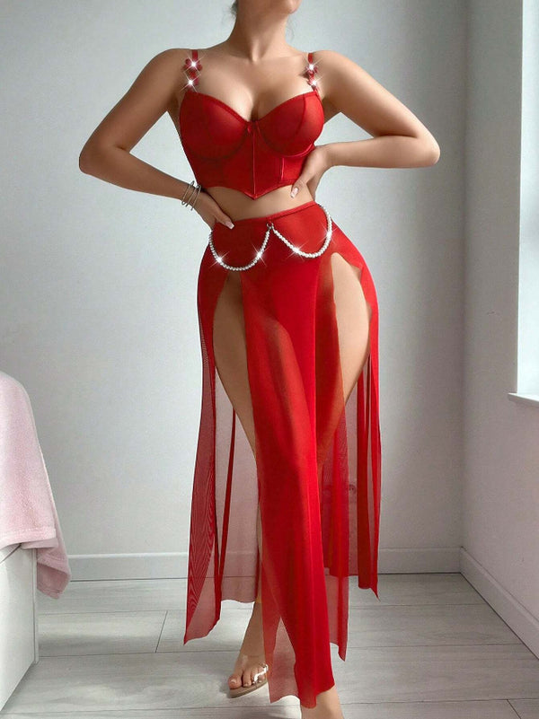 Sexy Pure Desire Transparent Mesh Slit Nightgown – Wholesale Erotic Lingerie for Women
