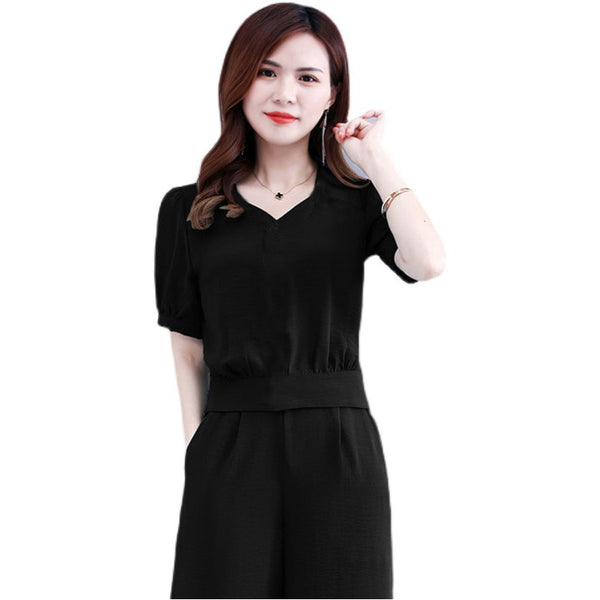 Fashionable Two-Piece Set for Women, Summer Style, Elegant and Youthful Look, Tummy-Covering Pants Suit