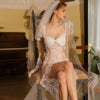Thin Lace Perspective Mesh Long Bridal Dress Wedding Gown Nightwear Seduction Funny Role-Playing Uniform