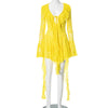 Sexy Lace Ribbon Tie Dress – Long Sleeve Flared Sleeve Women's Dress